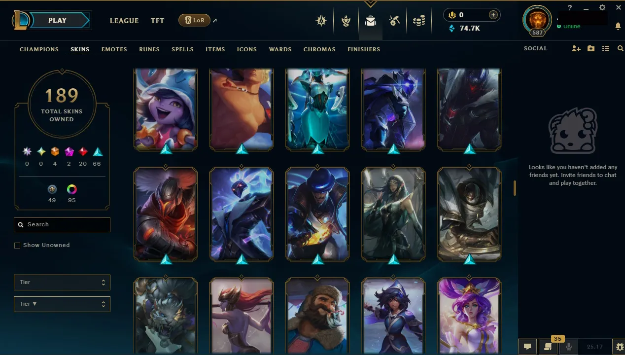 🏆 EUNE New Season⌛Silver 2 🚀 level 587⌛ Full Champ 💯+189 SKIN 🏆 Recovery Info ✅